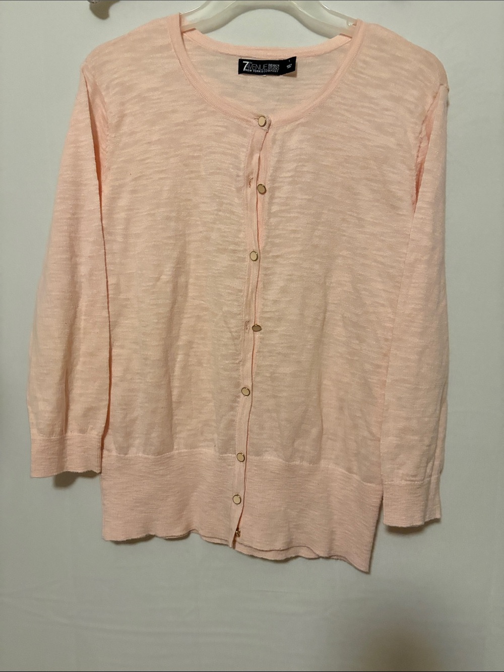New York & Company Pink Button-Front Knit Cardigan